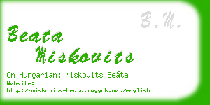 beata miskovits business card